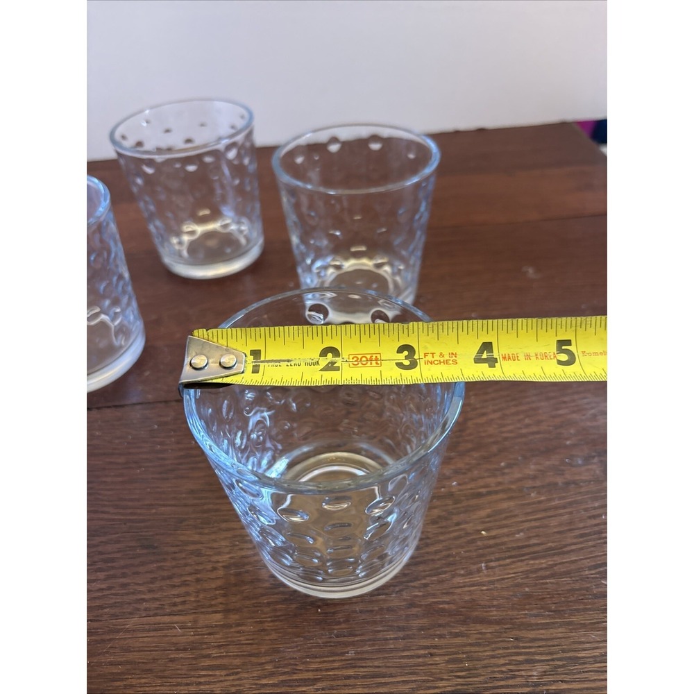 LIBBEY AWA Clear Polka Dot Optic Pattern Rocks Double Old Fashioned Glasses -4 - Picture 4 of 8
